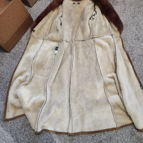 #721 XS vintage suede/ lamb fur coat - Picture 5 of 5